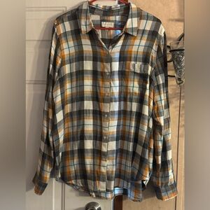 Lucky Brand Black and Gray Casual Button Down Shirt